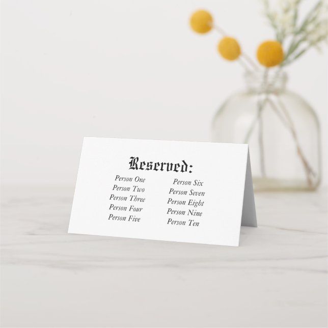Elegant Rustic Reserved Bröllop Bord Sittplats Placeringskort (Framsida)