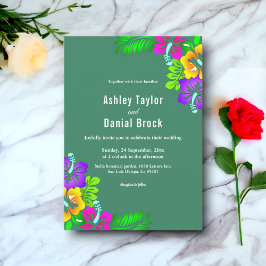 Elegant Rustic Ro Sommar Grönt Blommigt Bröllop Inbjudningar