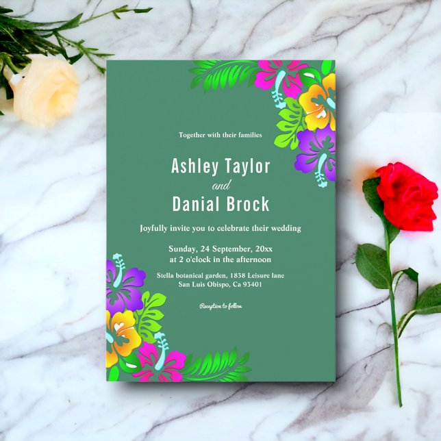 Elegant Rustic Ro Sommar Grönt Blommigt Bröllop Inbjudningar (Skapare uppladdad)