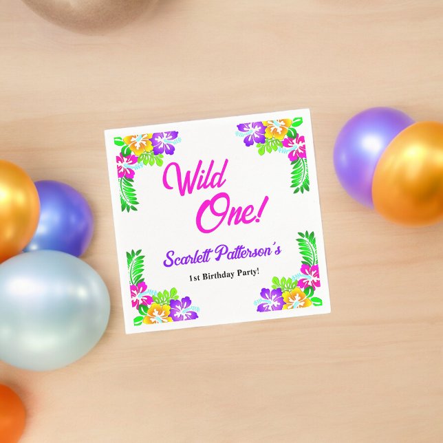 Elegant Rustic Ro Vild En Blommigt 1 födelsedag Pappersservett (Skapare uppladdad)