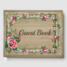 Elegant Rustic Röd ros Bröllop Guestbook Gästböcker