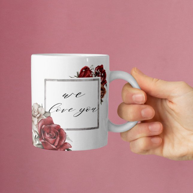 Elegant Rustic Röd ros Lycklig Mors dag Kaffemugg (Skapare uppladdad)
