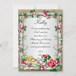 Elegant Rustic Röd ros Maid of honor Card Inbjudningar