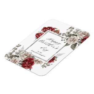 Elegant Rustic Röd ros Mors dag Magnet