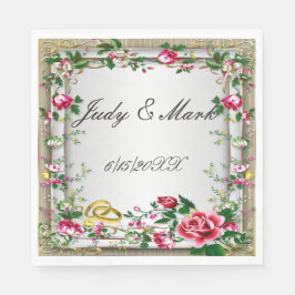 Elegant Rustic Röd ros Papper Napkins Pappersservett