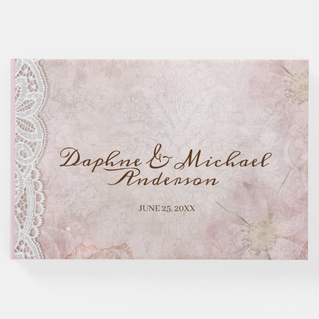 Elegant Rustic Rosa Bröllop Modern Enkel Chic Gästböcker (Framsida)