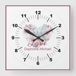 Elegant Rustic Rosa Modern Chic Heart-skript Fyrkantig Klocka