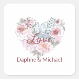 Elegant Rustic Rosa Modern Chic Heart-skript Fyrkantigt Klistermärke