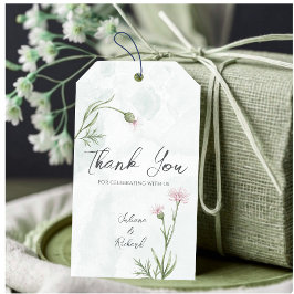 Elegant Rustic Rosa Poppy Blommigt Bröllop Presentetikett