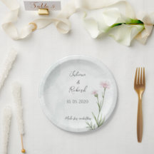 Elegant Rustic Rosa Poppy Blommigt Papper Plate