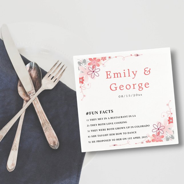 Elegant Rustic Rosa ros Sommar Blommigt Bröllop Pappersservett (Skapare uppladdad)