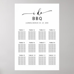 Elegant Rustic Script I Do BBQ-sätesdiagram Poster
