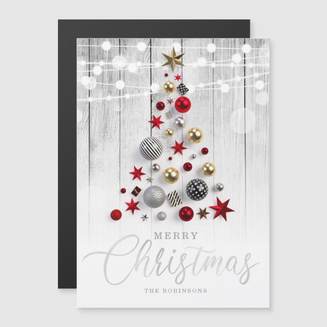 Elegant Rustic Silver Guld Julgran Helgdag  (Fram/baksida)