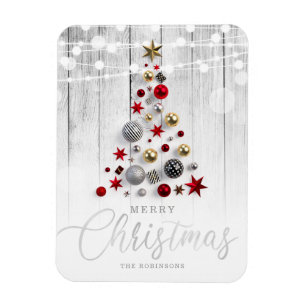 Elegant Rustic Silver Guld Julgran Helgdag Magnet