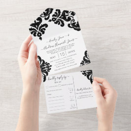 Elegant Rustic Simple Blommigt Damask Design