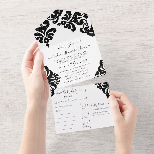 Elegant Rustic Simple Blommigt Damask Design (Avrivbar del)