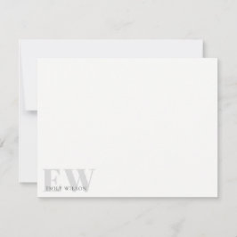 Elegant Rustic Simple Minimal Grått Namn Monogram Anteckningskort