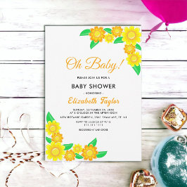 Elegant Rustic Solros Boho Blommigt Baby Shower Inbjudningar