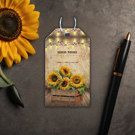 Elegant Rustic Solros Låda Modern Baby Shower Presentetikett