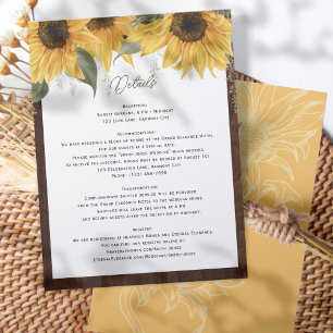 Elegant Rustic Solros, närmare uppgifter om bröllo Tilläggskort