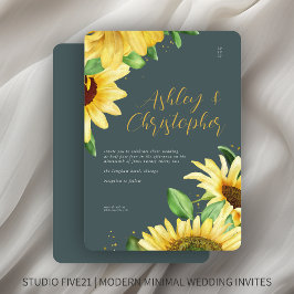 Elegant Rustic Solros Slate Wedding bjudande Inbjudningar