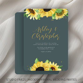 Elegant Rustic Solros Slate Wedding bjudande Inbjudningar
