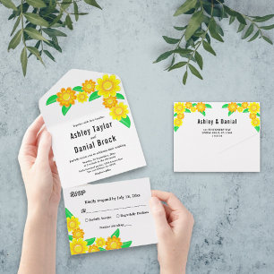 Elegant Rustic Solros Sommar Blommigt Bröllop