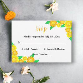 Elegant Rustic Solros Sommar Blommigt Bröllop OSA Kort