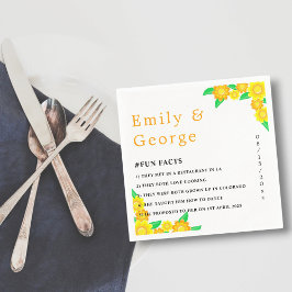 Elegant Rustic Solros Sommar Blommigt Bröllop Pappersservett