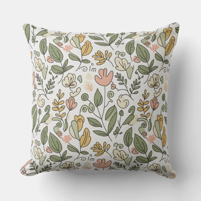 Elegant rustic spring foliage red throw pillow kudde (Framsida)