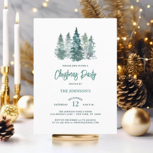 Elegant Rustic Spruce Gräs Träd, jul Party Inbjudningar