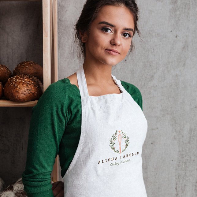 Elegant Rustic Stil Bakery Whisk Logotyp Vuxen Apr Förkläde (Skapare uppladdad)