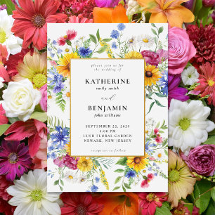 Elegant Rustic Summer Blommigt Bröllop Inbjudningar