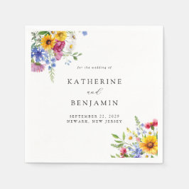 Elegant Rustic Summer Blommigt Bröllop Pappersservett