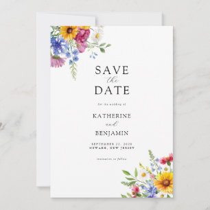 Elegant Rustic Summer Blommigt Bröllop Spara Datumet