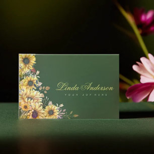 Elegant Rustic Sunblommor Eucalyptus Visitkort