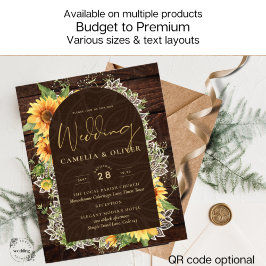 Elegant Rustic Sunblommor och inbjudan till bröllo Flygblad