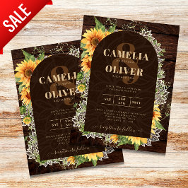 Elegant Rustic Sunblommor och inbjudan till bröllo Flygblad