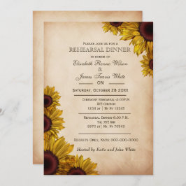 Elegant Rustic Sunblommor rehearsal inbjudningskor Inbjudningar