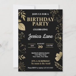 Elegant Rustic Surprise Birthday Inbjudningar
