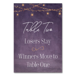 Elegant Rustic Tea Ljus Lila Bunco Bord 2 Bordsnummer