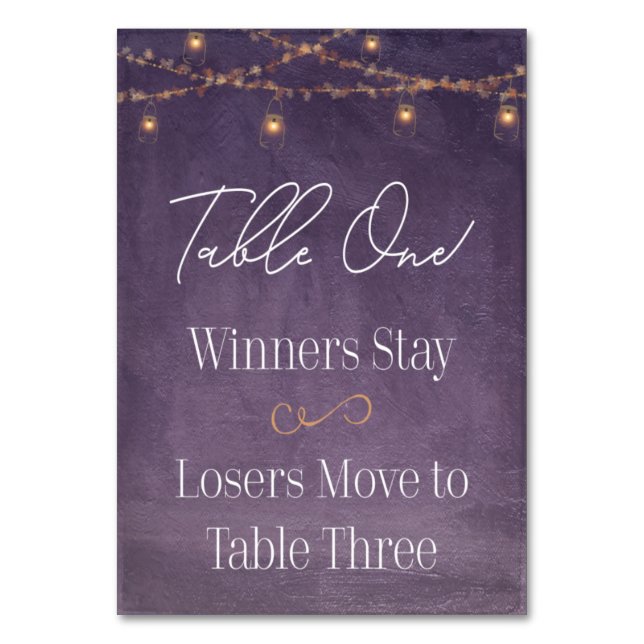 Elegant Rustic Tea Ljus Lila Bunco Bord One Bordsnummer (Framsidan)