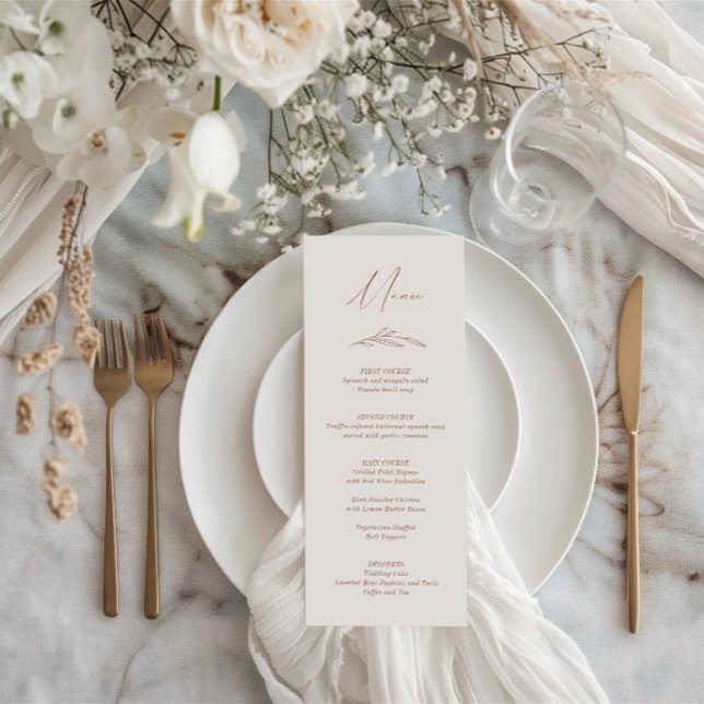 Elegant Rustic Terracotta Blommigt Bröllop Meny (Elegant Rustic Terracotta Floral Wedding Menu)