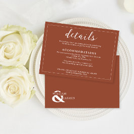 Elegant Rustic Terracotta Borered Script Bröllop Tilläggskort