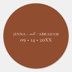 Elegant Rustic Terracotta Bröllop kuvert Seals Runt Klistermärke