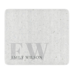 Elegant Rustic Terrazzo Stone Grått Namn Monogram