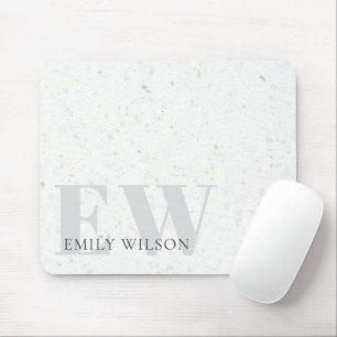 Elegant Rustic Terrazzo Stone Grått Namn Monogram Musmatta