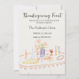 Elegant Rustic Thanksgiving Dinner Inbjudningar