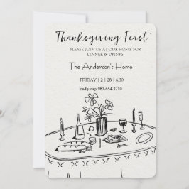 Elegant Rustic Thanksgiving Dinner Inbjudningar