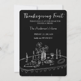 Elegant Rustic Thanksgiving Dinner Inbjudningar